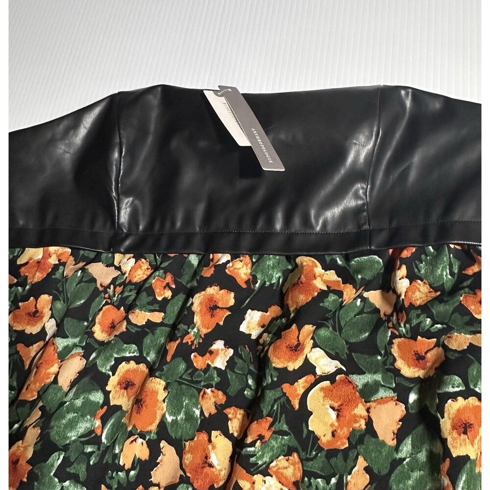 Anthropologie Mare Mare Faux Leather Floral Maxi Dress Side Slit Strapless L NWT - Picture 5 of 14